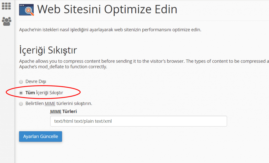 Cpanel Kullanarak Gzip Etkinleştirme 2. Adım