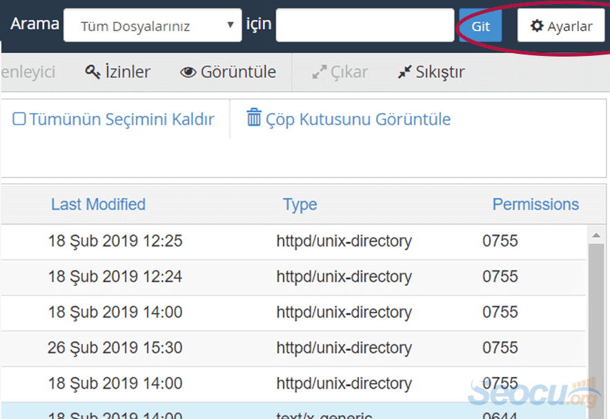 Cpanel Gizli Dosyaları Göstermek