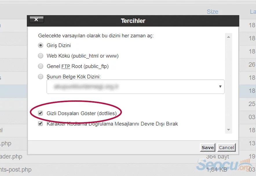 Cpanel Gizli Dosyaları Göster