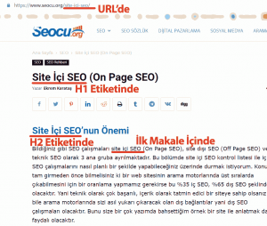 Site İçi SEO Anahtar Kelime Kullanımı