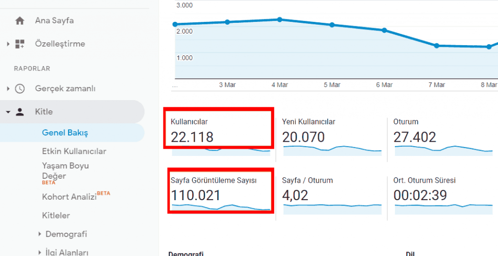 SEO Metrikleri Ziyaretçi Sayısı