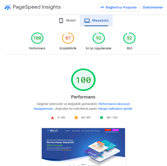 SEOLOG Site Hızı (Mobil ve Masaüstü)